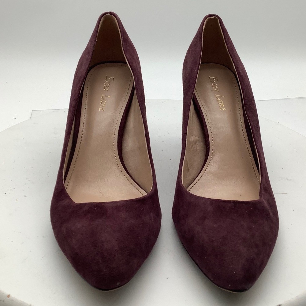 Essex Lane Womens Burgundy Suede Block Heel Pumps Croc Embossed Heel Size‎ 8.5M
